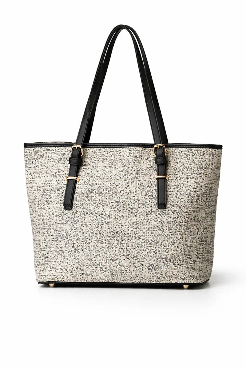 Woven Shoulder Bag with Black Straps